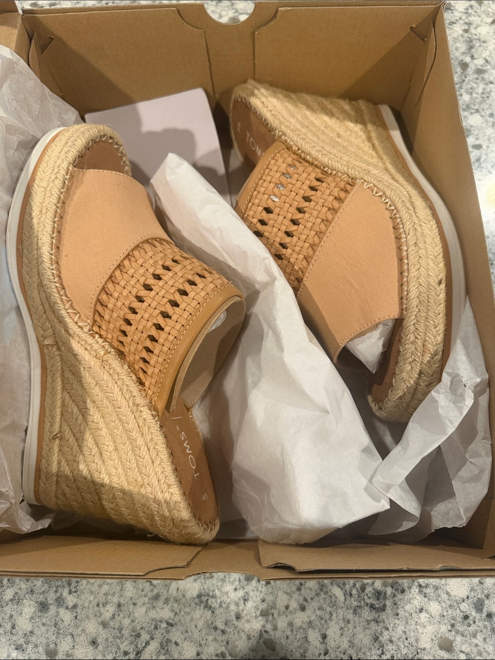 Toms Woven Monica Mule Wedge Slides size 8